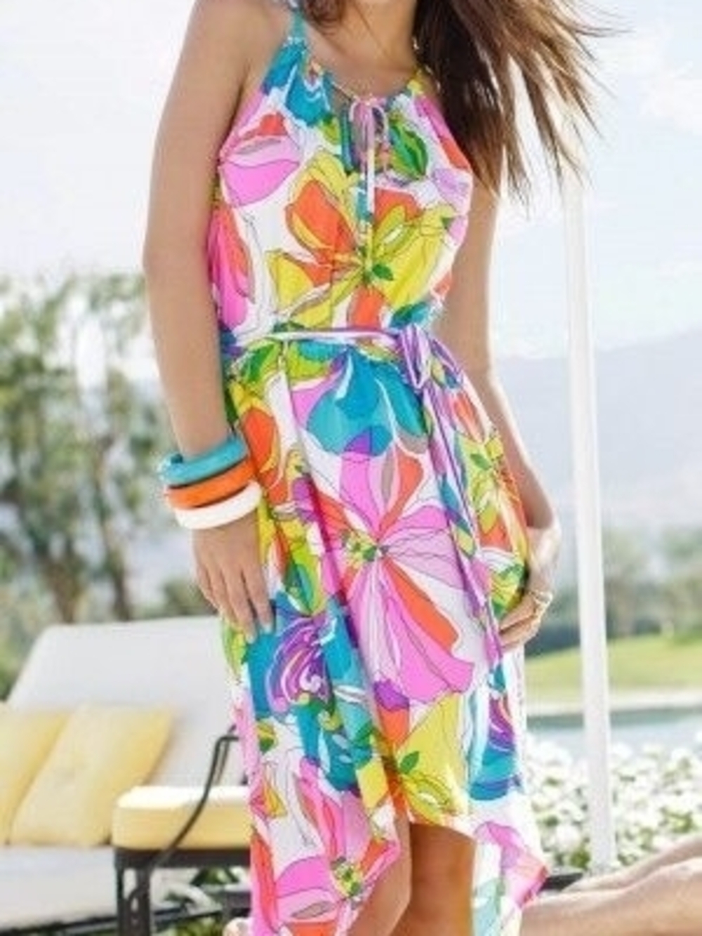 Trina Turk Multicolor Floral High-Low Dress